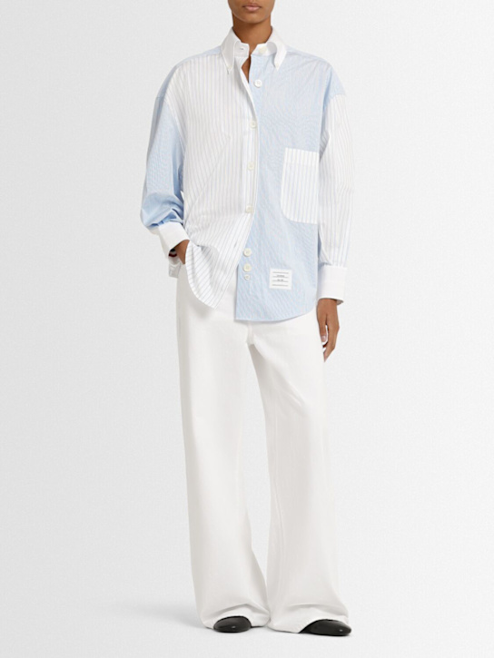 Thom Browne: Striped cotton point collar shirt - women_1 | Luisa Via Roma