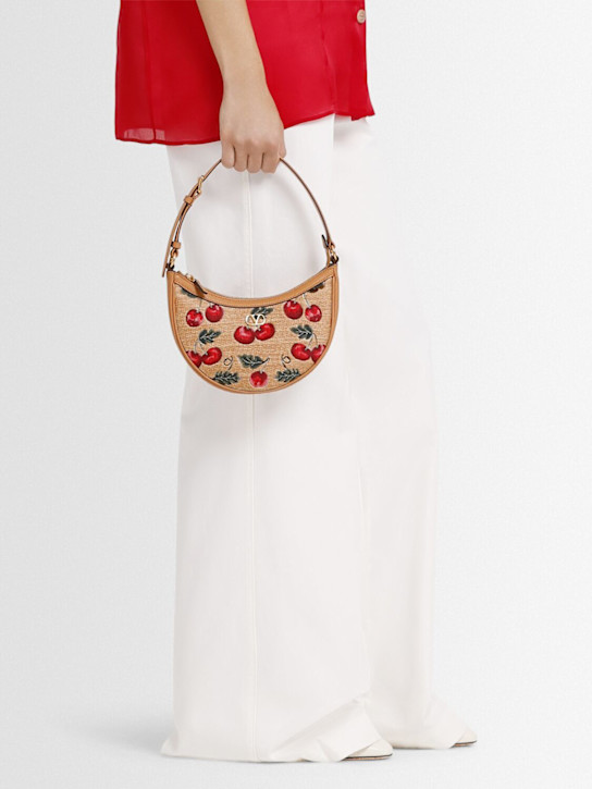 Valentino Garavani: V Logo raffia-effect top handle bag - women_1 | Luisa Via Roma