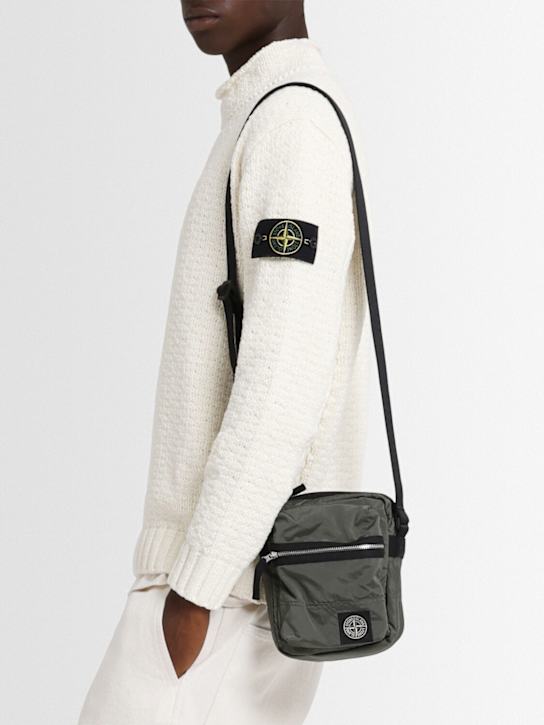 Stone Island: 涂层尼龙手拿包 - Musk - men_1 | Luisa Via Roma