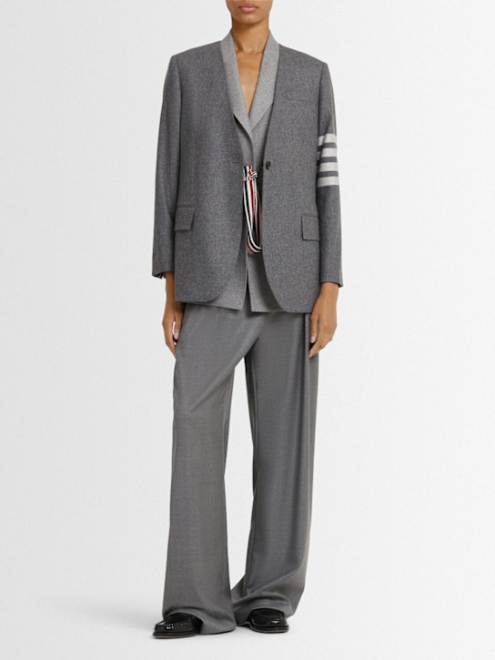 Thom Browne: 4-bar narrow shoulder 2-in-1 jacket - Grey - women_1 | Luisa Via Roma
