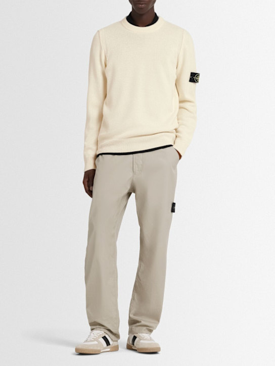Stone Island: Pullover aus Wollmischung - Elfenbein - men_1 | Luisa Via Roma