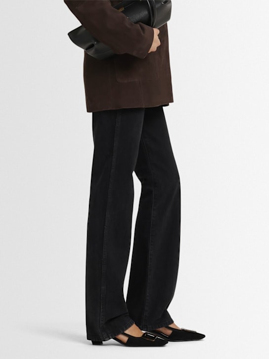 Roger Vivier: 45mm Belle Vivier suede slingback pumps - Black - women_1 | Luisa Via Roma