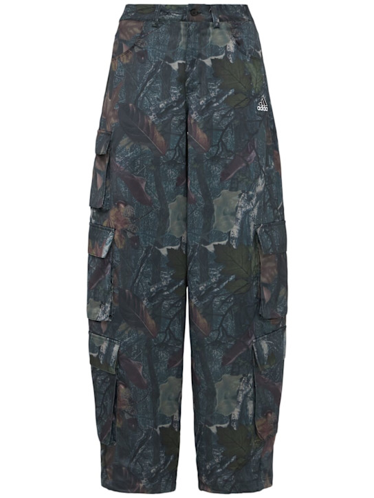 adidas Originals: Satin cargo pants - Black/White - women_0 | Luisa Via Roma
