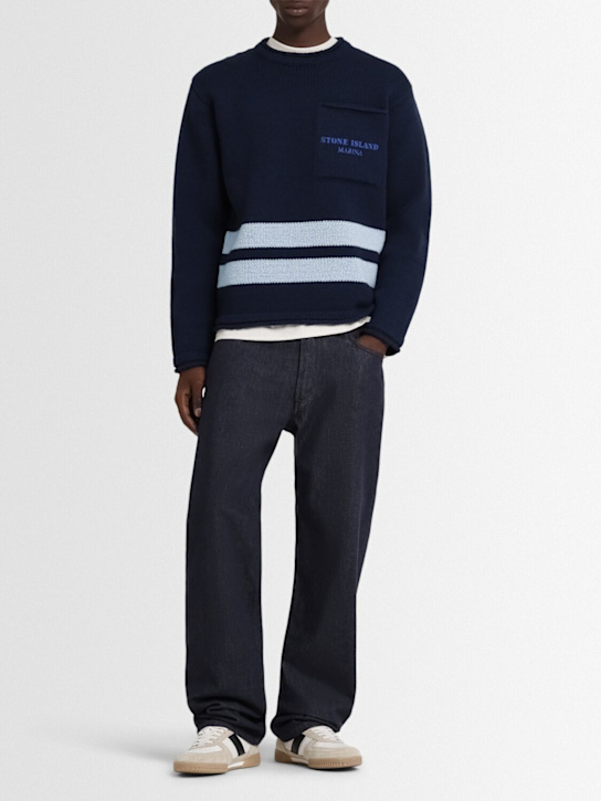 Stone Island: Wool crewneck sweater - Navy - men_1 | Luisa Via Roma
