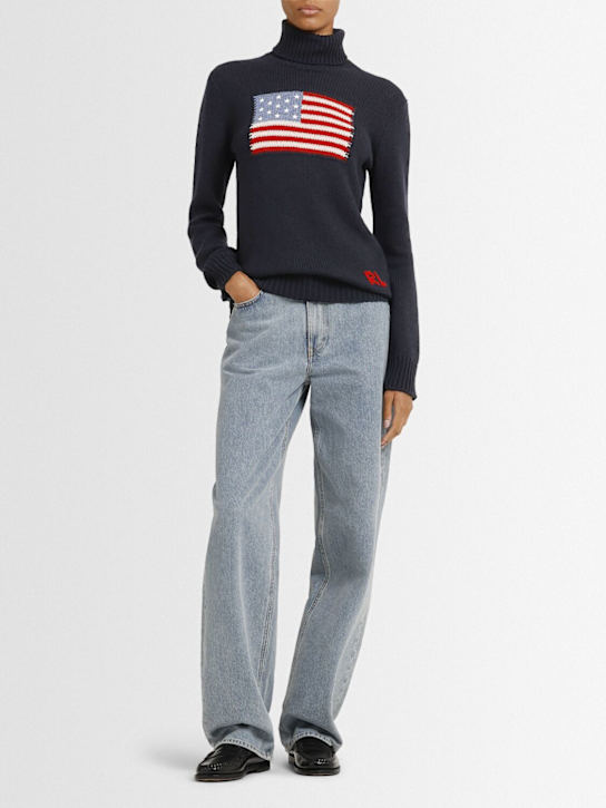 Ralph Lauren Collection: Flag t-neck long sleeve cashmere sweater - women_1 | Luisa Via Roma