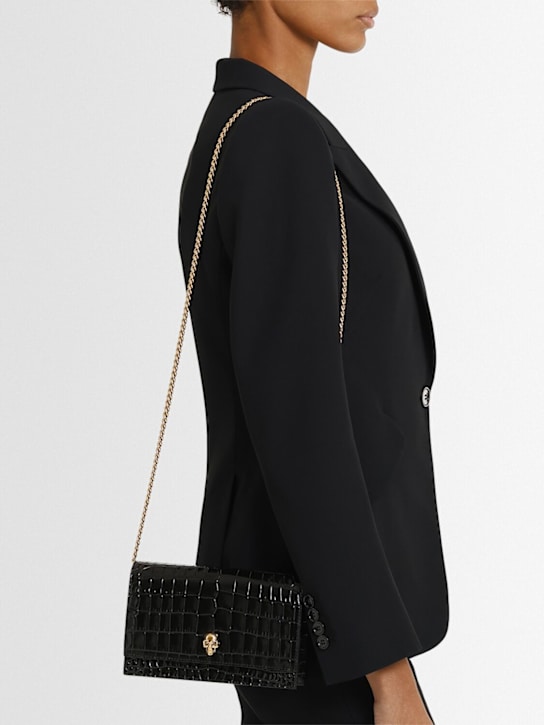 McQueen: Small Skull croc embossed leather bag - women_1 | Luisa Via Roma