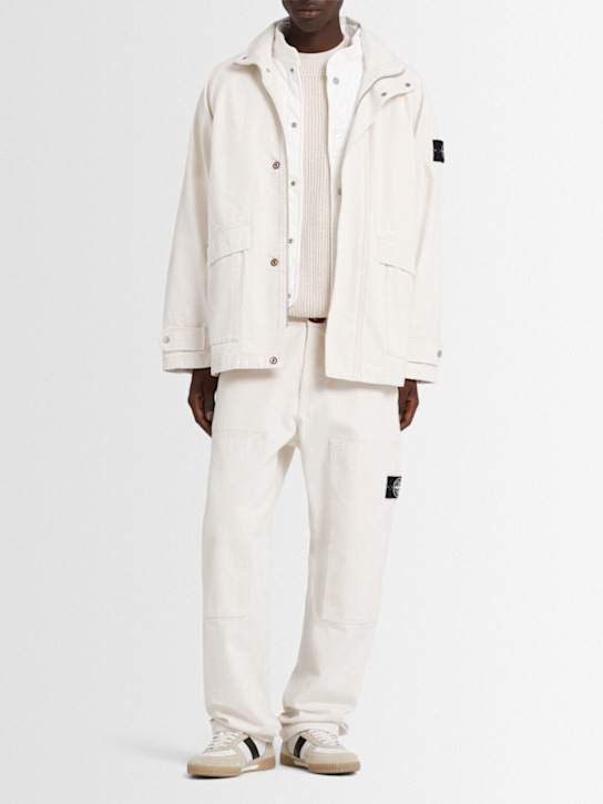 Stone Island: Raw Beauty cotton short parka - Ivory - men_1 | Luisa Via Roma