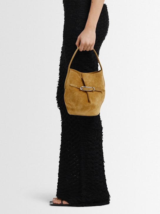 Liffner: Mini Belted Bucket suede top handle bag - women_1 | Luisa Via Roma