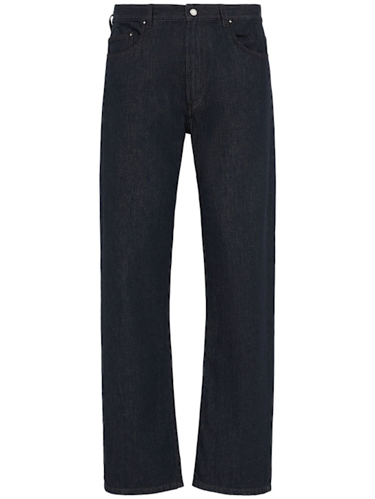 Moncler: Cotton denim straight jeans - Denim - men_0 | Luisa Via Roma