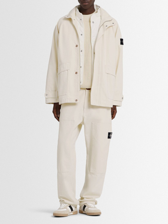 Stone Island: Raw Beauty cotton gabardine pants - Ivory - men_1 | Luisa Via Roma