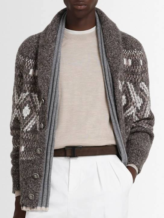 Tod's: 3.5cm T Logo suede belt - men_1 | Luisa Via Roma