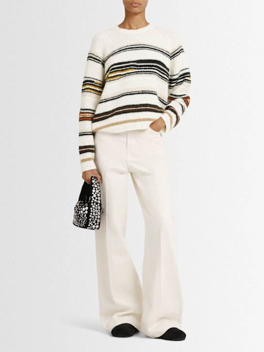 Missoni: Striped intarsia crewneck sweater - White/Multi - women_1 | Luisa Via Roma