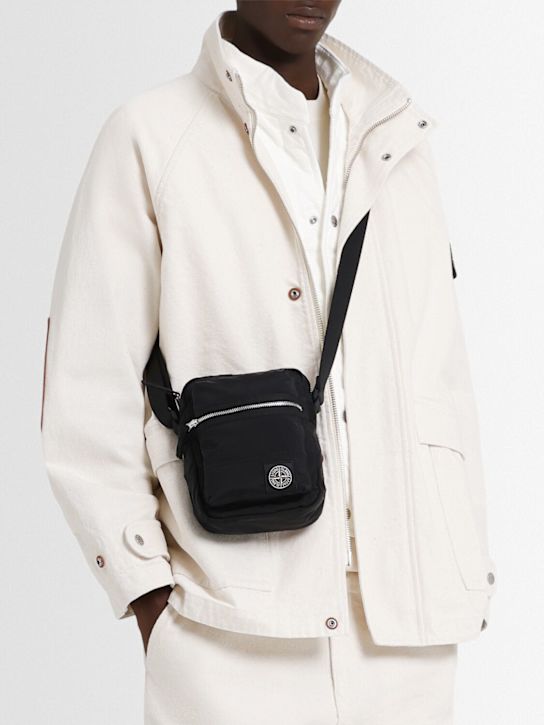 Stone Island: Coated nylon pouch - Black - men_1 | Luisa Via Roma
