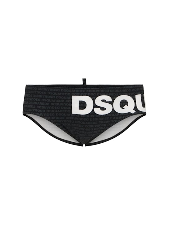 Dsquared2: Logo nylon swim briefs - Black - men_0 | Luisa Via Roma
