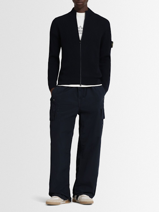 Stone Island: Wool cardigan - ネイビ�� - men_1 | Luisa Via Roma