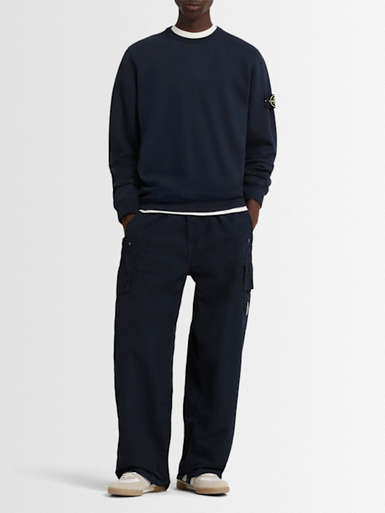 Stone Island: Brushed cotton sweatshirt - ネイビー - men_1 | Luisa Via Roma