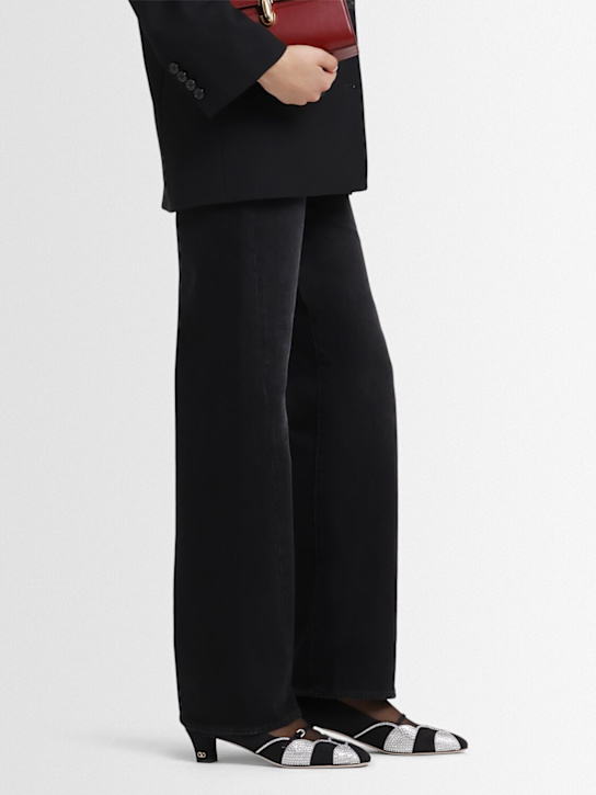 Valentino Garavani: 45mm Bowow embellished pumps - Black/Silver - women_1 | Luisa Via Roma