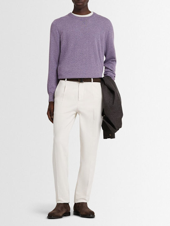 Brunello Cucinelli: Cashmere knit crewneck sweater - Iris - men_1 | Luisa Via Roma
