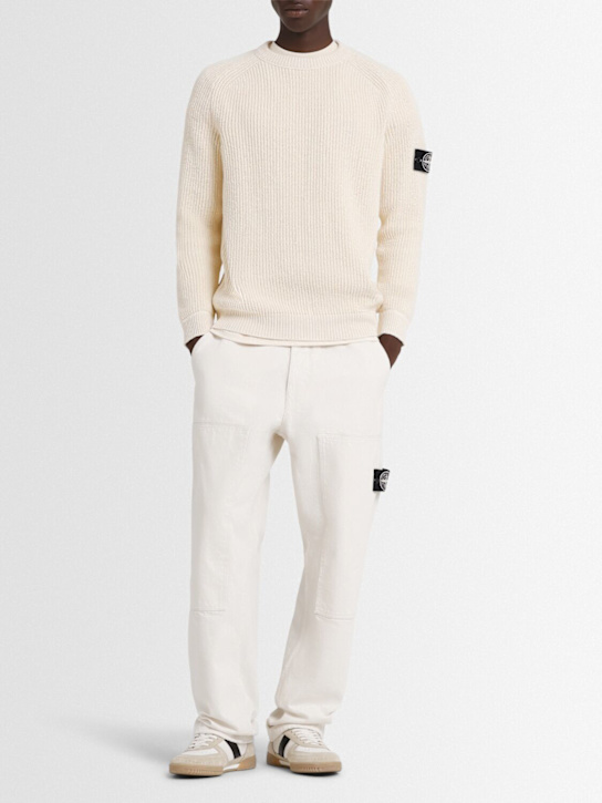 Stone Island: Pullover aus Baumwolle „Popcorn“ - Elfenbein - men_1 | Luisa Via Roma