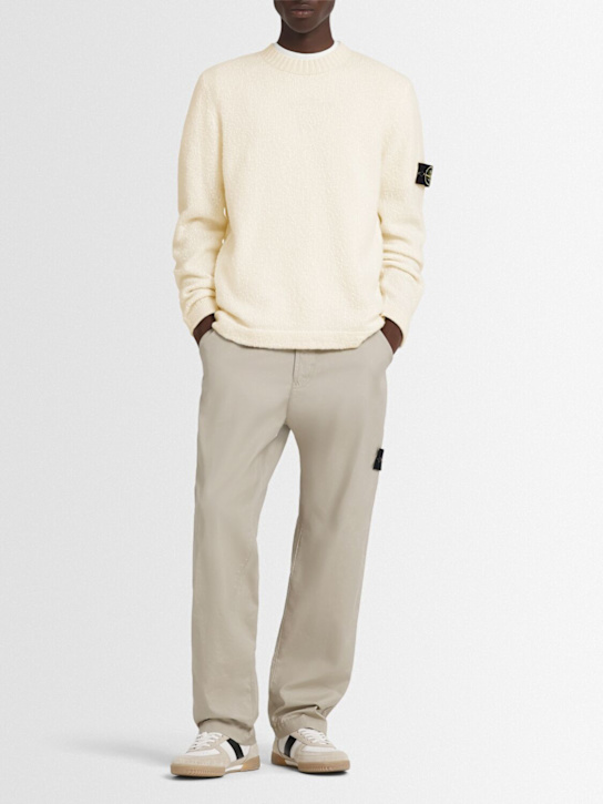 Stone Island: Pullover aus Wollmischung - Elfenbein - men_1 | Luisa Via Roma