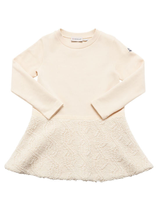 Moncler: Brushed cotton sweatshirt dress - Ivory - kids-girls_0 | Luisa Via Roma