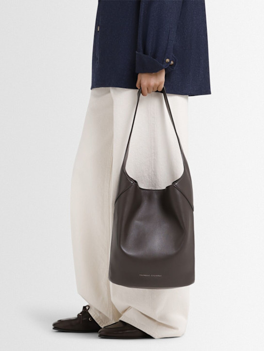 Brunello Cucinelli: Glossy nappa tote bag - Burgundy - women_1 | Luisa Via Roma
