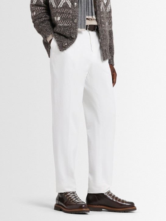 Brunello Cucinelli: Lace-up leather ankle boots - Brown - men_1 | Luisa Via Roma