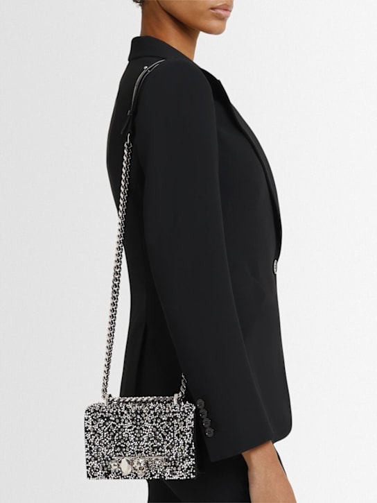 McQueen: Mini Jewelled leather shoulder bag - Black - women_1 | Luisa Via Roma