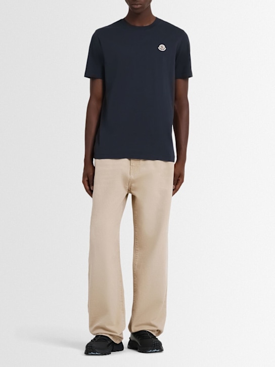 Moncler: Pack of 3 logo patch cotton t-shirts - Blue/Multi - men_1 | Luisa Via Roma