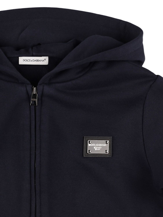 Dolce&Gabbana: Cotton zip sweatshirt - Dark Blue - kids-boys_1 | Luisa Via Roma