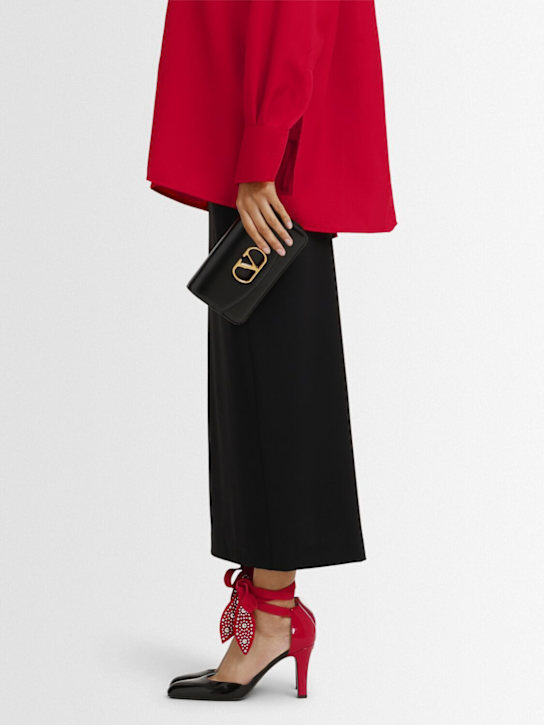 Valentino Garavani: 85mm Ankle strap heels - Black/Red - women_1 | Luisa Via Roma