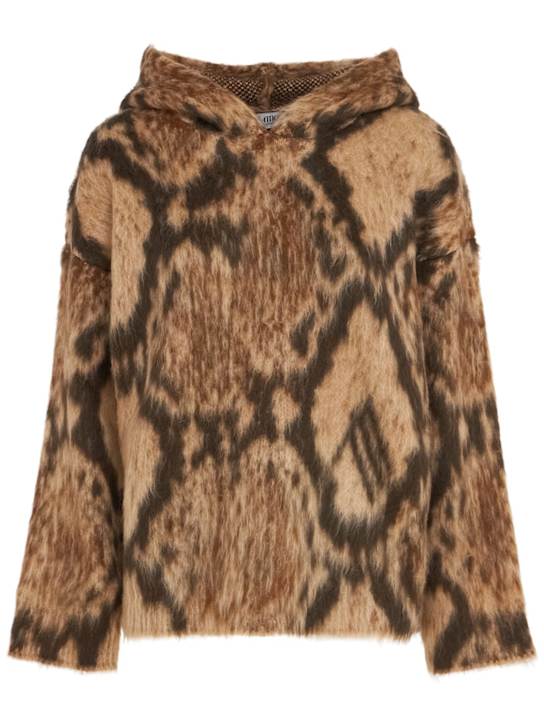 The Attico: Python print brushed wool blend sweater - Brown/Multi - women_0 | Luisa Via Roma