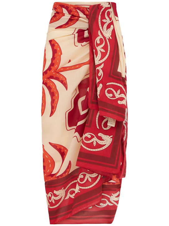Johanna Ortiz: Mexicas Tropical Equestrian sarong - Red/Multi - women_0 | Luisa Via Roma