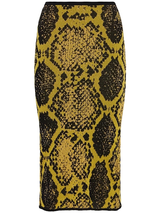 The Attico: Python printed viscose blend midi skirt - Yellow/Black - women_0 | Luisa Via Roma