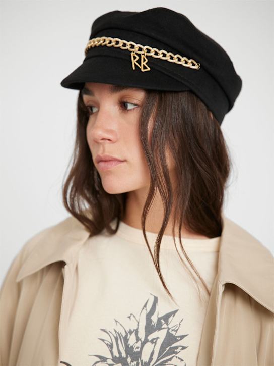 Ruslan Baginskiy: Cappello baker boy in lana con catena - Nero - women_1 | Luisa Via Roma