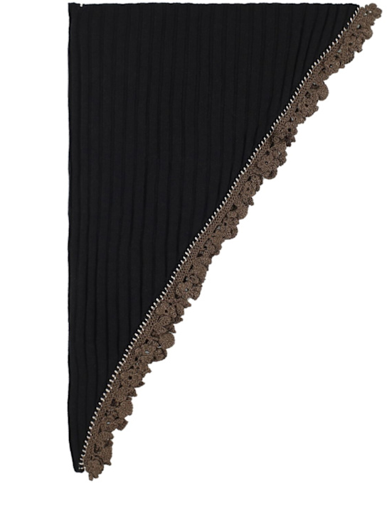 Cordera: Rib knit Merino wool triangle scarf - women_0 | Luisa Via Roma