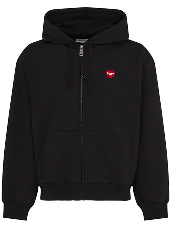 Carhartt WIP: Hooded Heart II Hartt zip-up sweatshirt - Black - men_0 | Luisa Via Roma