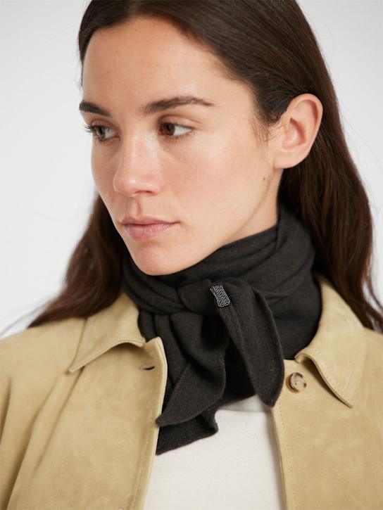 Brunello Cucinelli: Cashmere scarf - Dark Brown - women_1 | Luisa Via Roma
