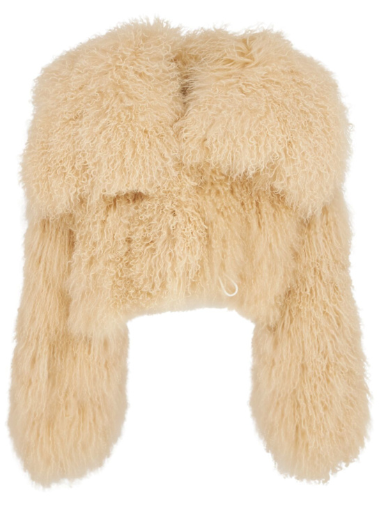 The Attico: Mongolian fur short coat - Ivory - women_0 | Luisa Via Roma