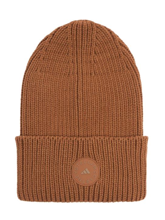 adidas By Stella McCartney: AMSC cotton blend beanie - ワイルドブラウン - women_0 | Luisa Via Roma