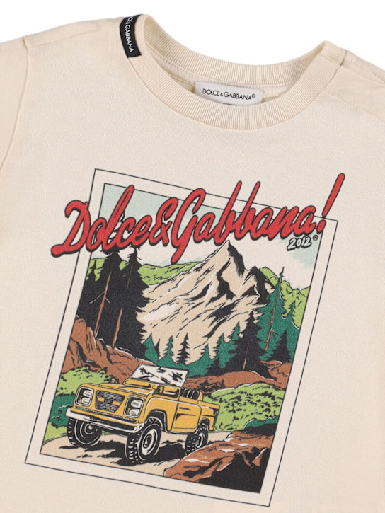 Dolce&Gabbana: Printed cotton jersey t-shirt - オフホワイト - kids-girls_1 | Luisa Via Roma
