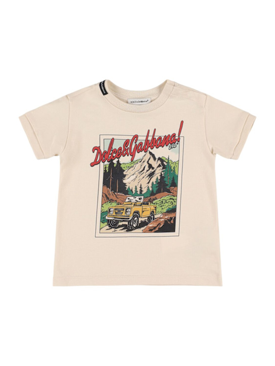 Dolce&Gabbana: Printed cotton jersey t-shirt - オフホワイト - kids-girls_0 | Luisa Via Roma