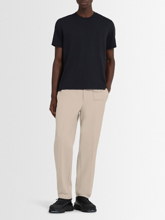 Moncler: Tailored cotton gabardine pants - Light Beige - men_1 | Luisa Via Roma