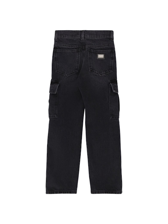 Dolce&Gabbana: Cotton denim cargo pants - Blue - kids-boys_1 | Luisa Via Roma