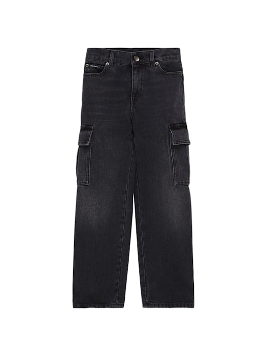 Dolce&Gabbana: Cotton denim cargo pants - Blue - kids-boys_0 | Luisa Via Roma