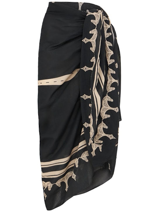 Johanna Ortiz: Iconic Ancestral Palm printed sarong - Black/Ecru - women_0 | Luisa Via Roma