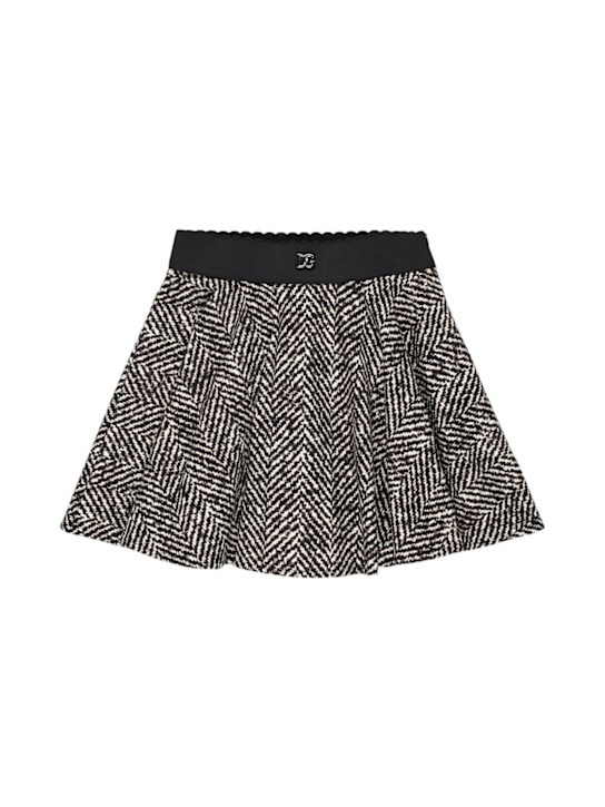 Dolce&Gabbana: Cotton blend chevron skirt - ブラック/グレー - kids-girls_0 | Luisa Via Roma