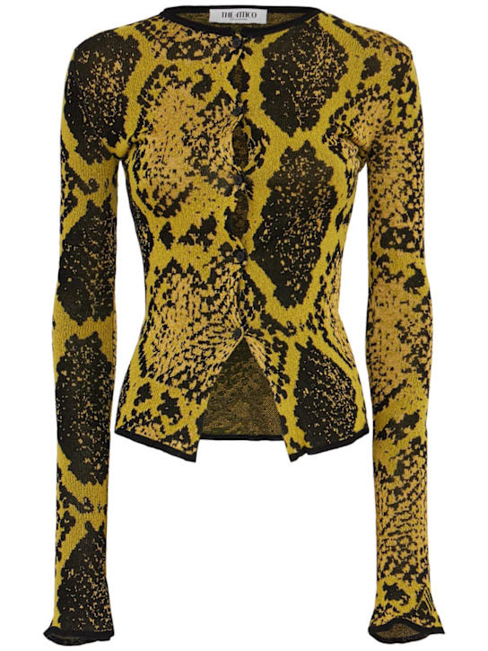 The Attico: Python printed viscose blend cardigan - Yellow/Black - women_0 | Luisa Via Roma