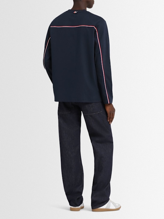 Thom Browne: Oversized cotton long sleeve t-shirt - men_1 | Luisa Via Roma