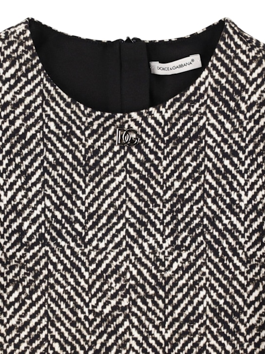 Dolce&Gabbana: Cotton blend chevron dress - グレー/ブラック - kids-girls_1 | Luisa Via Roma